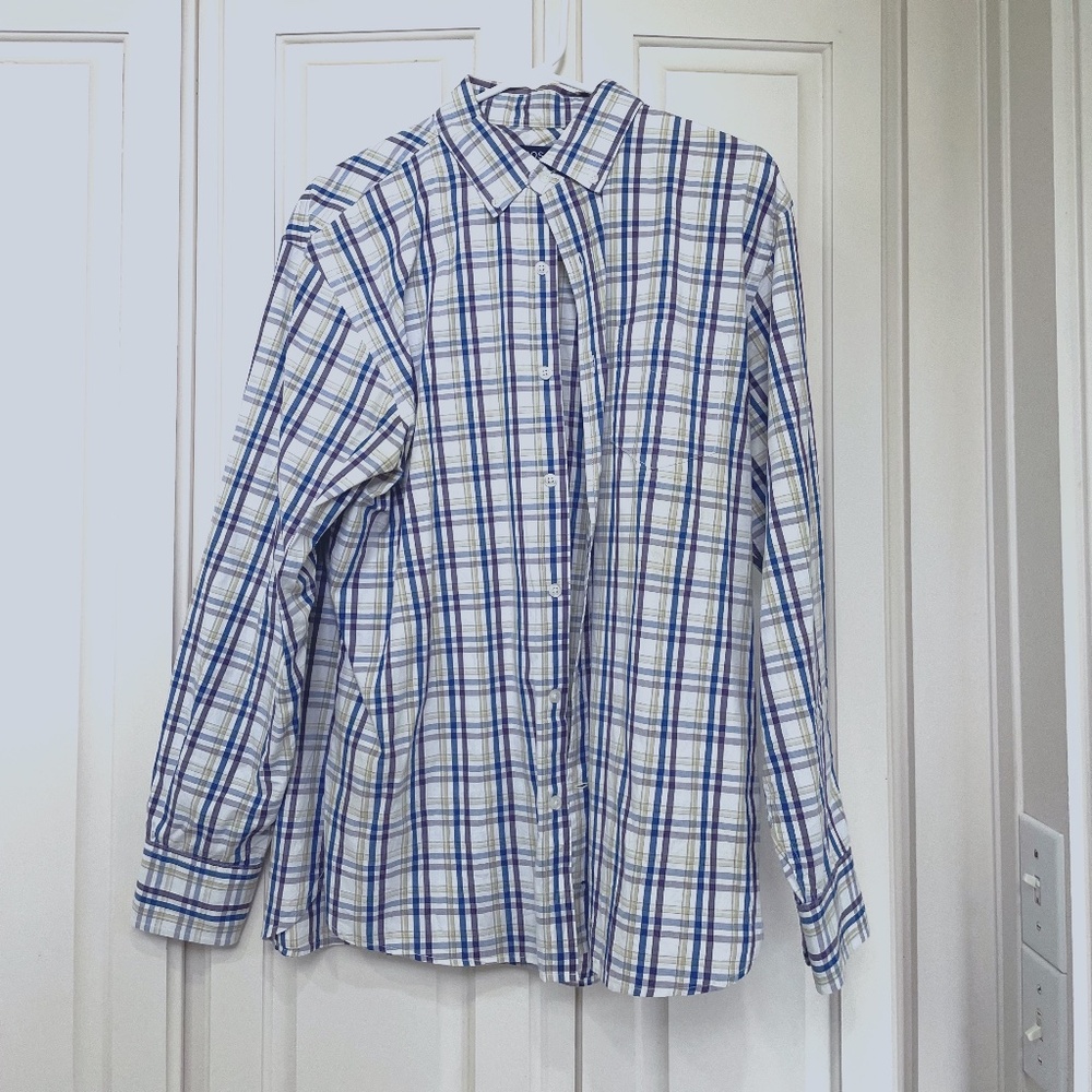 Mens Bonobos Plaid Button Down Size L 100% Crisp Cotton